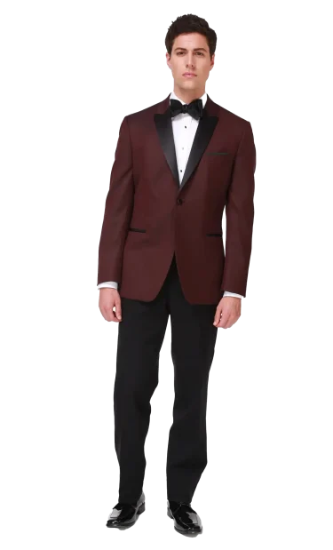 Ike Behar Burgundy Marbella with black satin shawl lapel