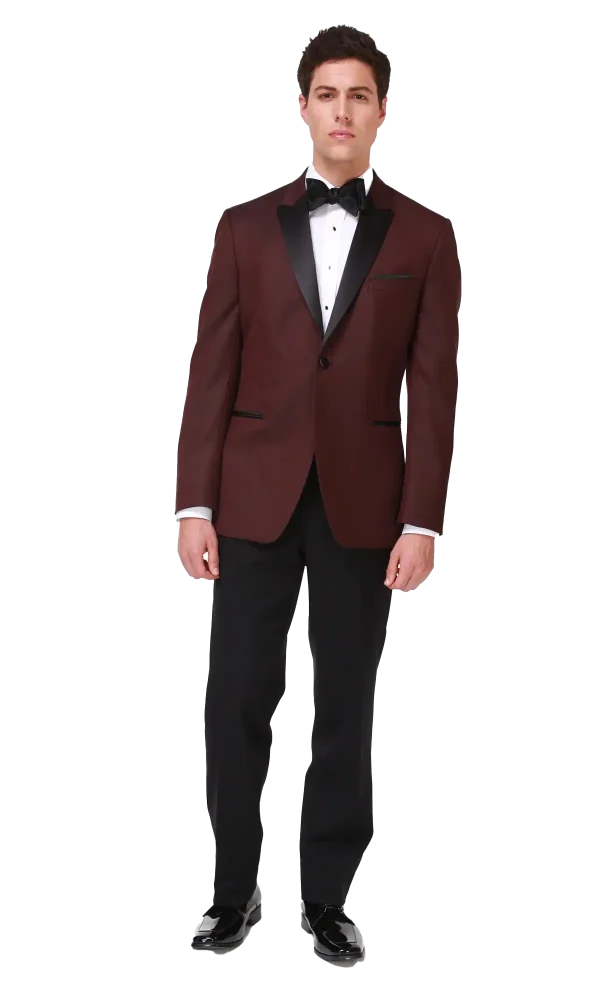 Ike Behar Burgundy Marbella with black satin shawl lapel