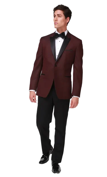 Ike Behar Burgundy Marbella with black satin shawl lapel