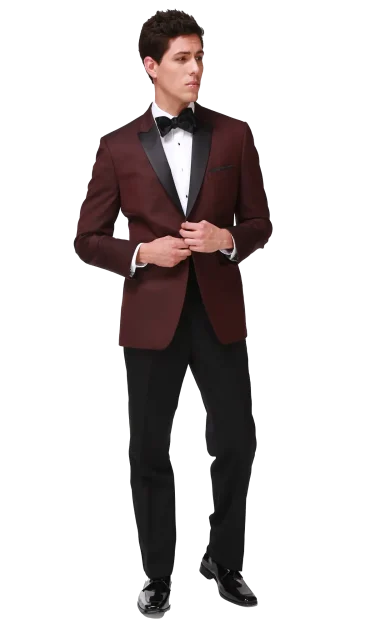 Ike Behar Burgundy Marbella with black satin shawl lapel