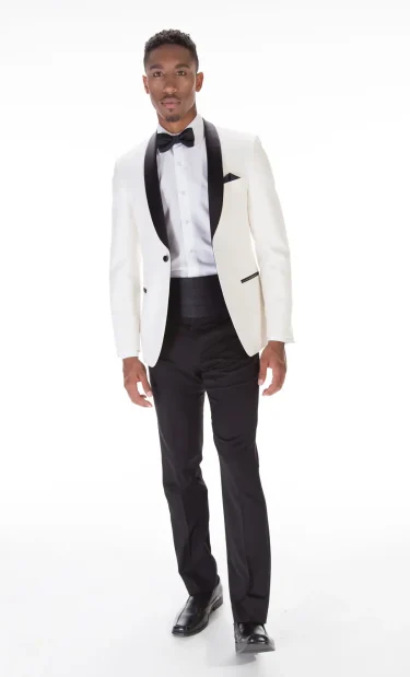 Ike Behar Ivory Dawson with black lapel