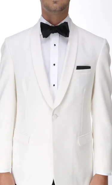 Ike Behar Ivory Waverly with black trimmed shawl lapel