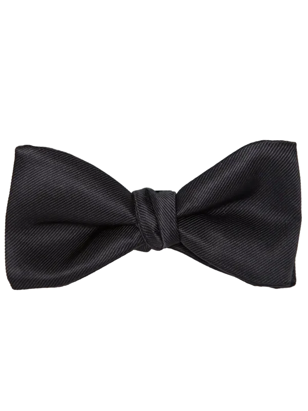 Black Modern Solid Bow Tie